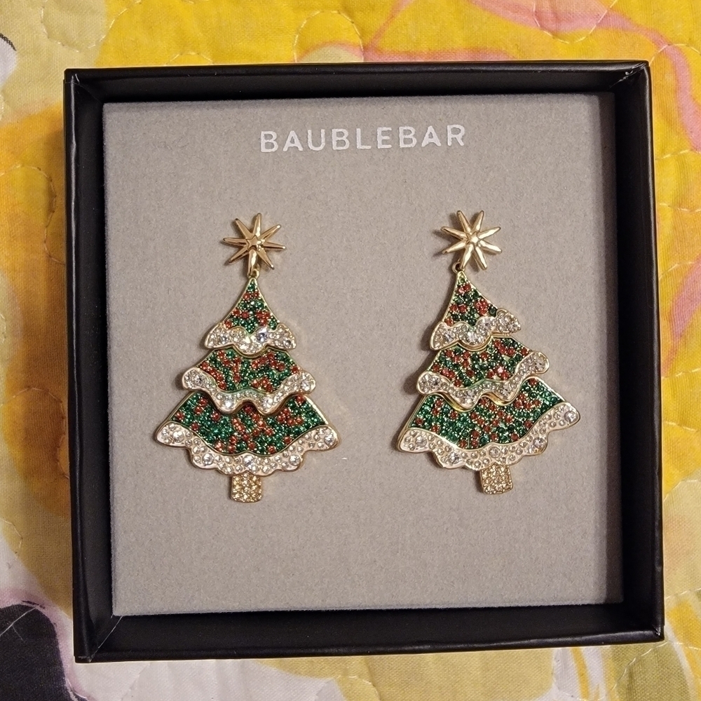 NWT Baublebar Christmas Trees Earrings
